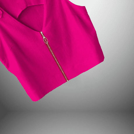 Sleeveless V Neck Hot Pink Crop Top with Front Zipper-RCT134
